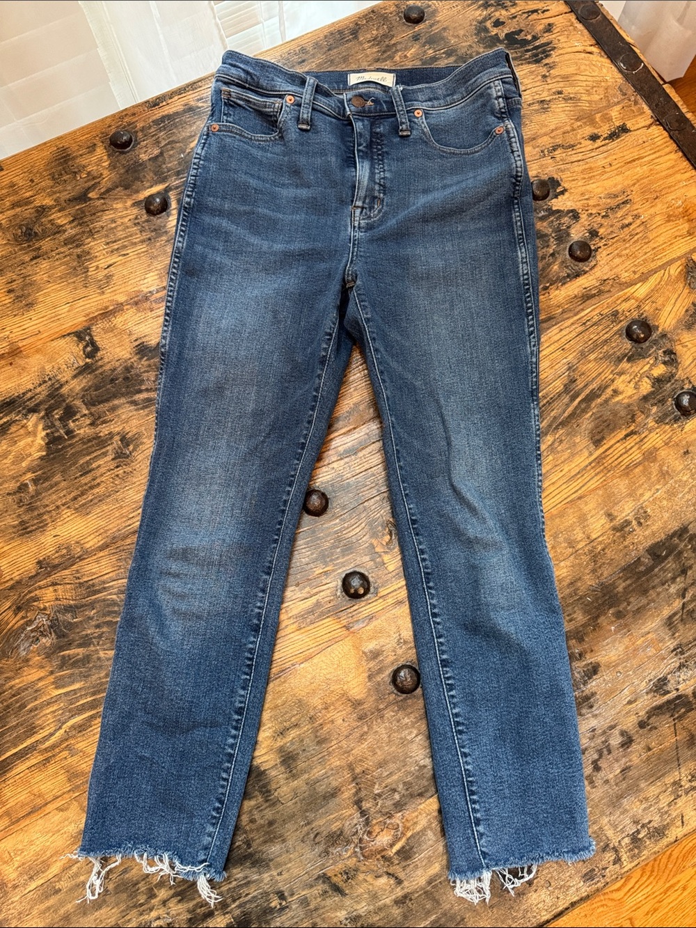 Madewell Dark Blue Ankle Crop Straight Jeans